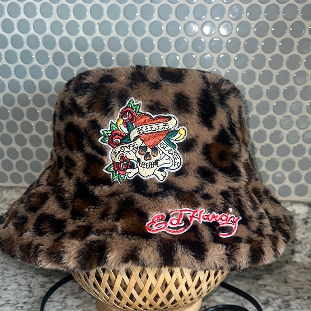 Ed Hardy leopard print bucket hat